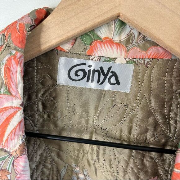 GinYa Floral Quilted Embroidered Appliqué Asian Style Long Line Open Front Vest - Picture 6 of 16